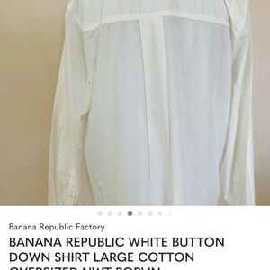 BANANA REPUBLIC WHITE BUTTON DOWN SHIRT LARGE COTTON OVERSIZED NWT POPLIN